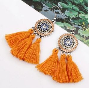 Bohemian Disc Tassel Earrings
